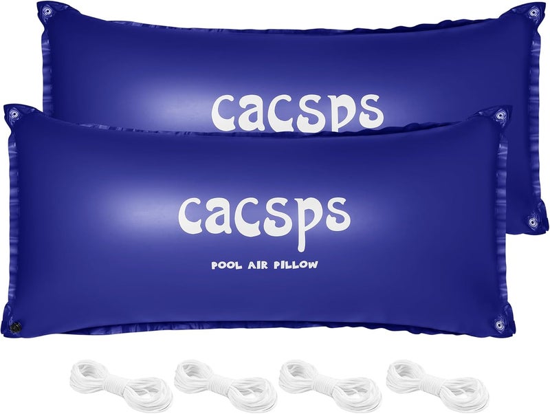 CACSPS 2 Pack Pool Pillow for for Above Ground Pools, 4x8 Ft Pool Air Pillow for Closing Winter Pool Winterizing Kit for Ground Pool, 0.5mm PVC Material, 2X 16.5Ft Rope (Blue) - Image 1